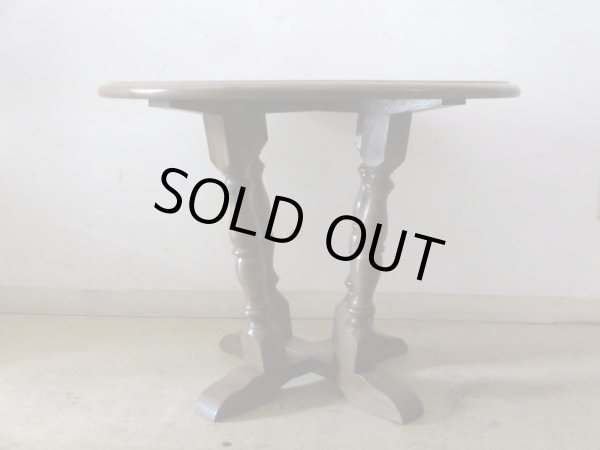 画像3: アンティーク ナラ無垢材 ラウンドコーヒーテーブル