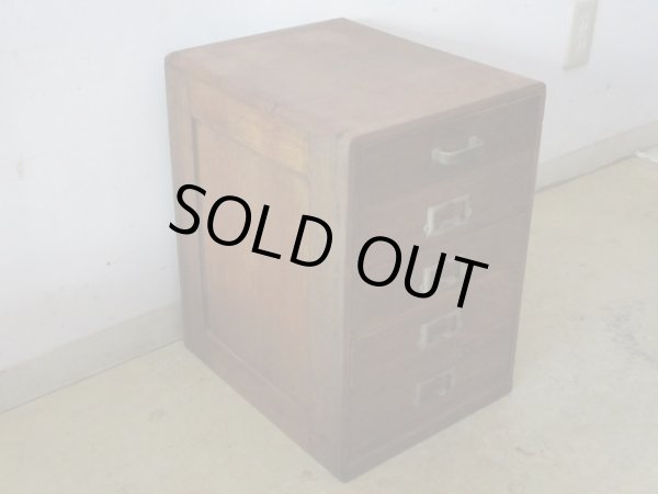 画像3: アンティーク ナラ材5杯小引出し ネームプレート付 A4