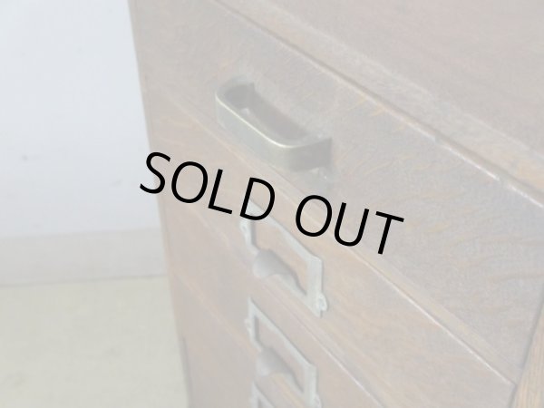 画像7: アンティーク ナラ材5杯小引出し ネームプレート付 A4