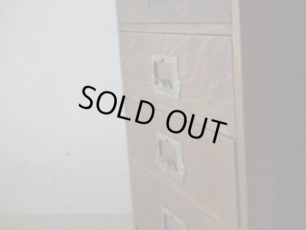 画像8: アンティーク ナラ材5杯小引出し ネームプレート付 A4