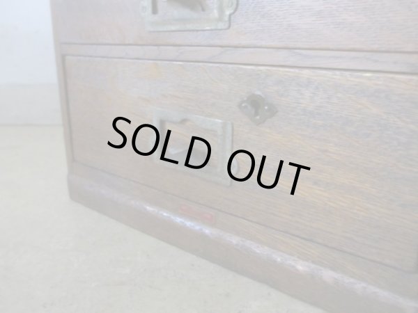 画像11: アンティーク ナラ材5杯小引出し ネームプレート付 A4