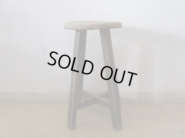 画像3: アンティーク 塗装の剥げたスツール 丸椅子