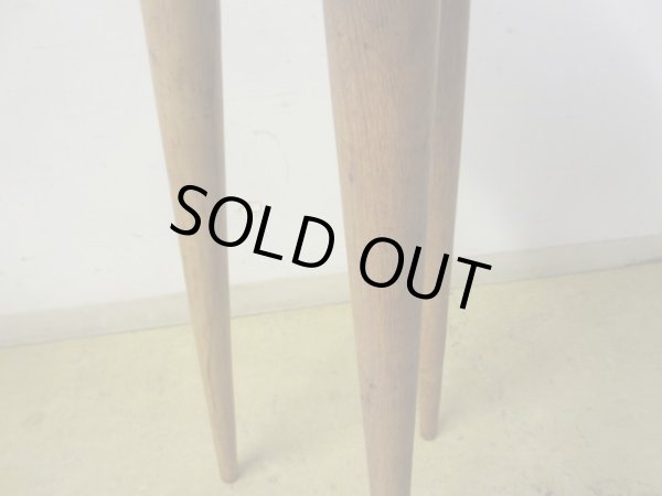 画像8: ヴィンテージ ナラ材 3本脚のハイスツール 花台