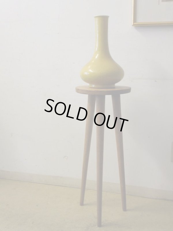 画像10: ヴィンテージ ナラ材 3本脚のハイスツール 花台