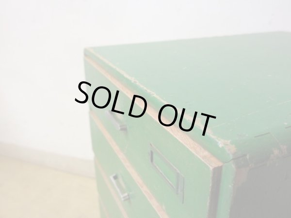 画像6: アンティーク 緑にペイントされたナラ材の6杯小引出し