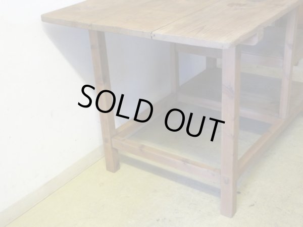 画像5: アンティーク 乾いた木肌の素朴な作業台 陳列台