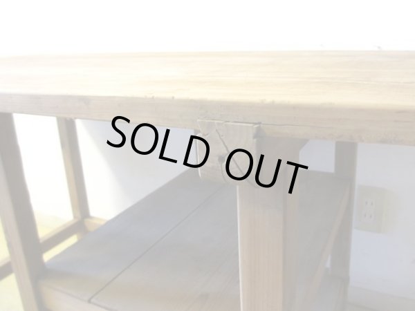 画像11: アンティーク 乾いた木肌の素朴な作業台 陳列台