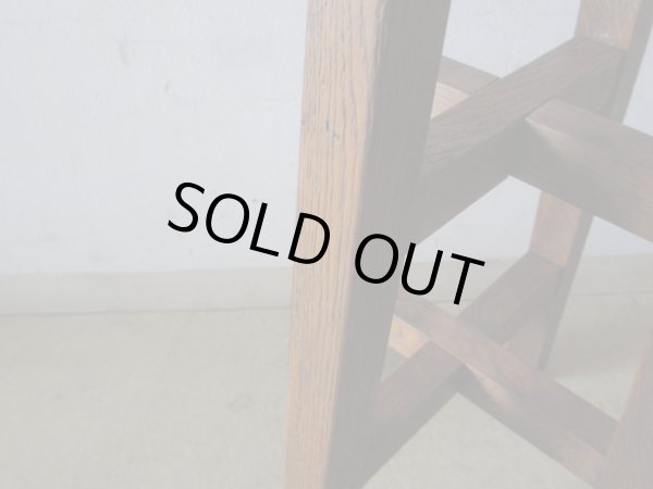 画像9: アンティーク ナラ材のスツール 丸椅子 (2)