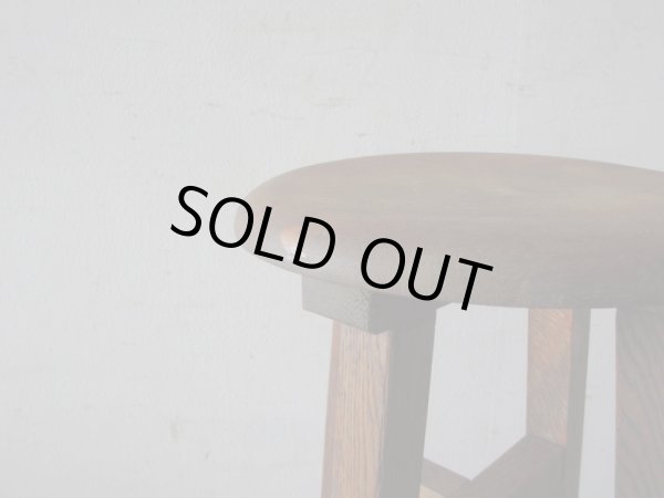 画像7: アンティーク ナラ材のスツール 丸椅子 (2)