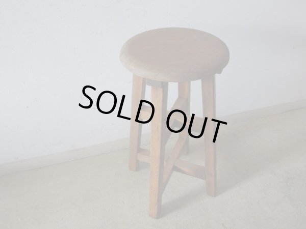 画像3: アンティーク ナラ材のスツール 丸椅子 (1)