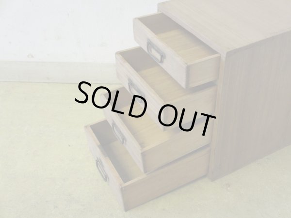 画像5: アンティーク 乾いた木肌の4杯小引出し