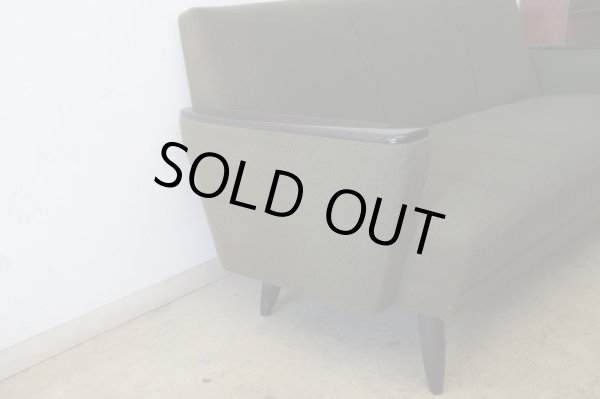 画像7: ヴィンテージ グリーンの三人掛けソファ 3P