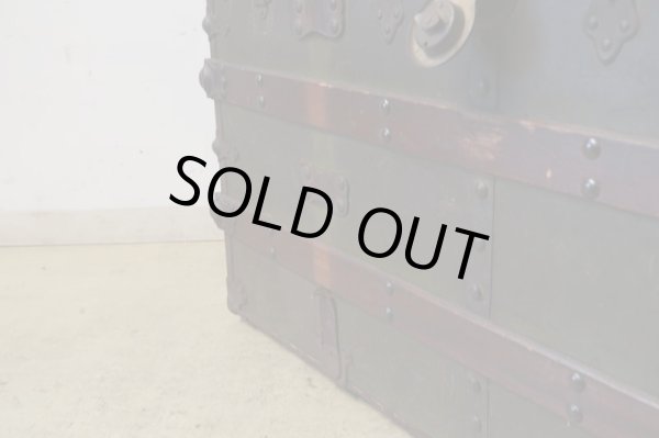 画像6: アンティーク 大型トランク 船箱 グリーン