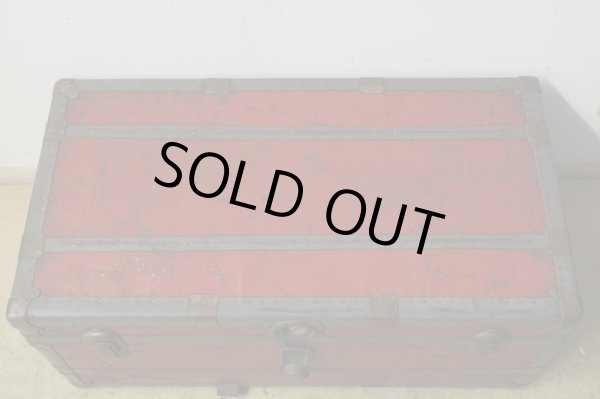 画像2: アンティーク トランク 赤 松屋