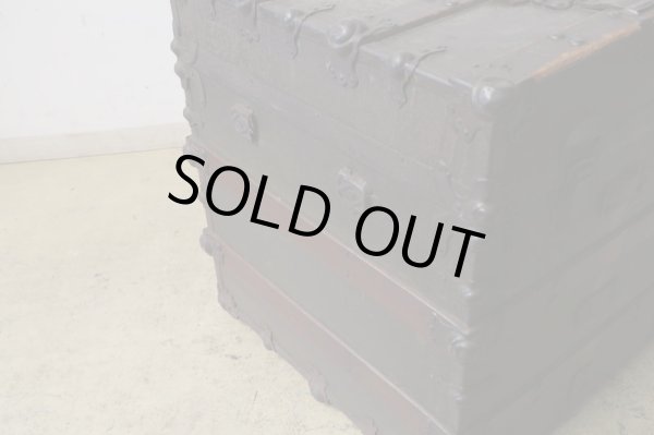 画像11: アンティーク 大型トランク 船箱 グリーン