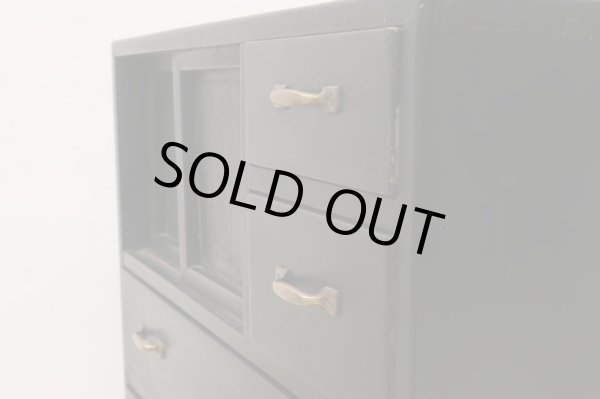 画像7: アンティーク 黒く塗られた5杯引出し