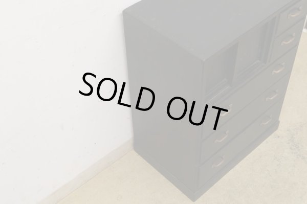 画像4: アンティーク 黒く塗られた5杯引出し