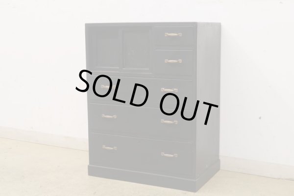 画像12: アンティーク 黒く塗られた5杯引出し