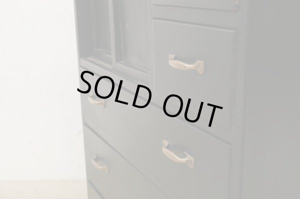 画像9: アンティーク 黒く塗られた5杯引出し