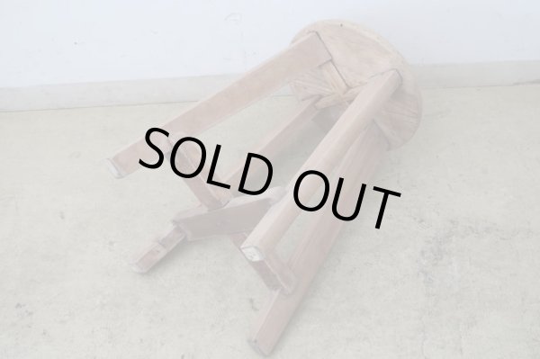 画像11: アンティーク 明るい木味の木製スツール 丸椅子