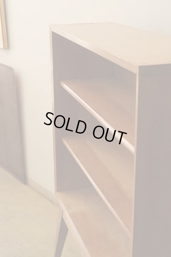 画像4: ヴィンテージ タモ材の収納棚 シェルフ