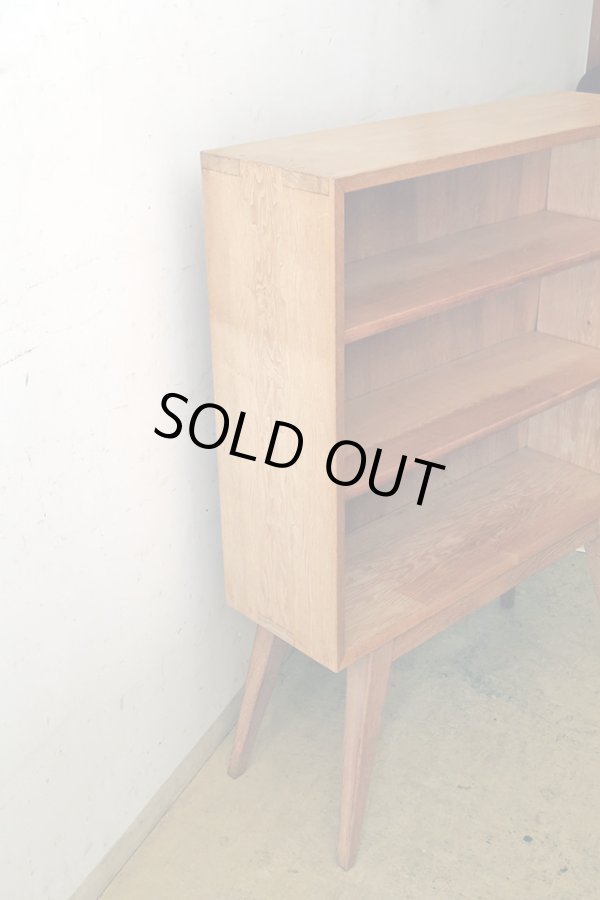 画像2: ヴィンテージ タモ材の収納棚 シェルフ