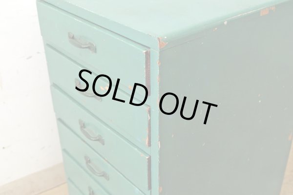 画像6: アンティーク エメラルドグリーンの６杯小引き出し A4サイズ