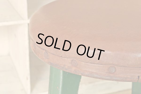 画像5: ヴィンテージ グリーンペイントスツール 丸椅子