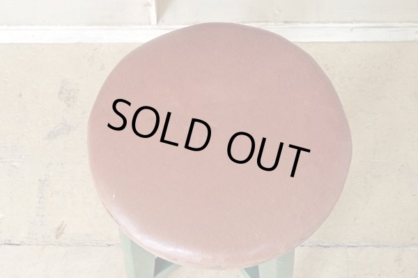 画像3: ヴィンテージ グリーンペイントスツール 丸椅子