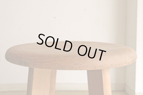 画像3: アンティーク 木製スツール 丸椅子