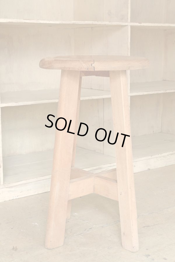 画像2: アンティーク 木製スツール 丸椅子