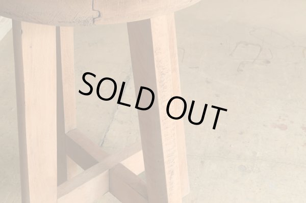 画像6: アンティーク 木製スツール 丸椅子