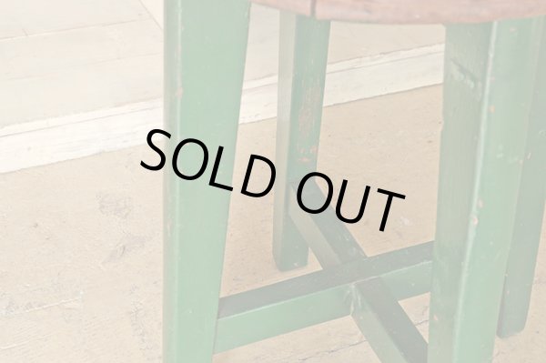 画像8: ヴィンテージ グリーンペイントスツール 丸椅子