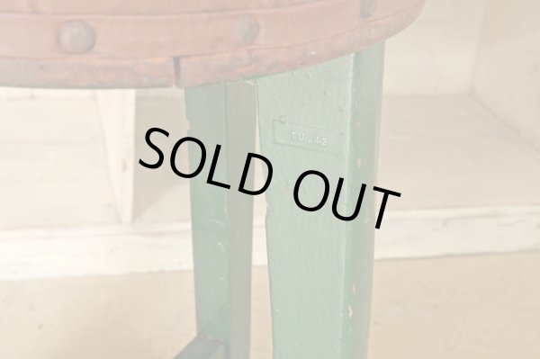 画像7: ヴィンテージ グリーンペイントスツール 丸椅子