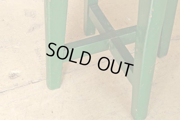 画像9: ヴィンテージ グリーンペイントスツール 丸椅子