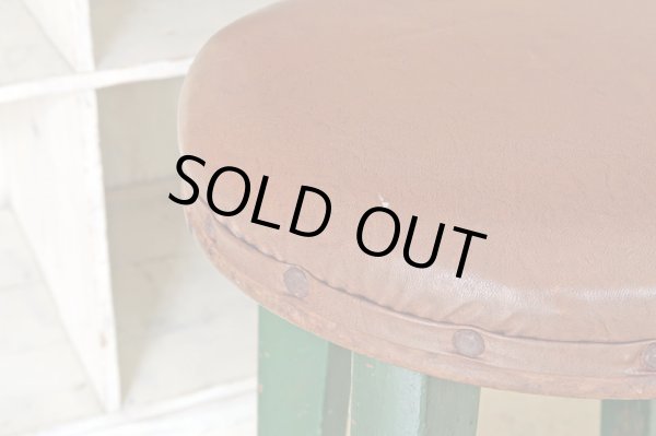 画像4: ヴィンテージ グリーンペイントスツール 丸椅子