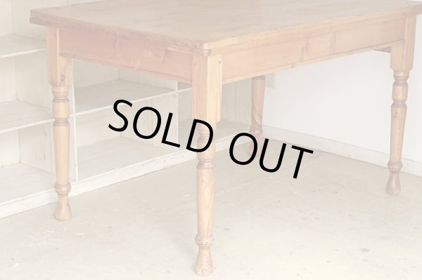 画像6: アンティーク パイン材の引き出し付きダイニングテーブル