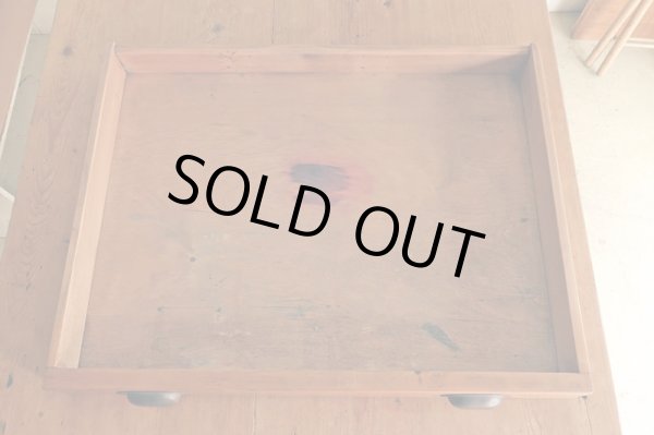 画像15: アンティーク パイン材の引き出し付きダイニングテーブル