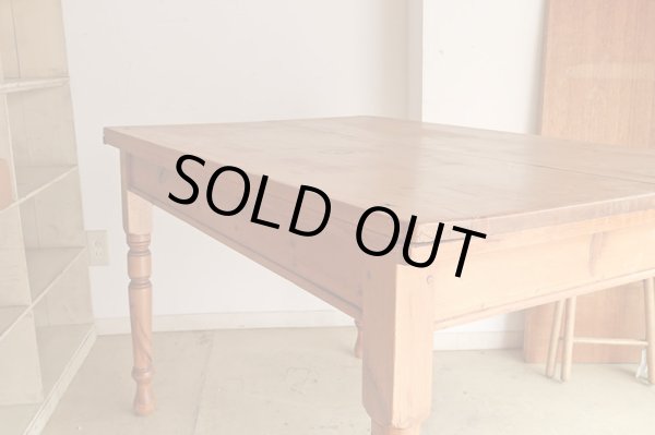 画像7: アンティーク パイン材の引き出し付きダイニングテーブル