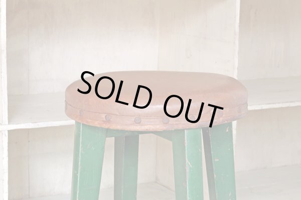 画像2: ヴィンテージ グリーンペイントスツール 丸椅子