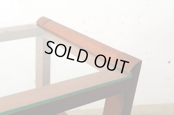 画像8: ヴィンテージ ガラストップサイドテーブル 桜材