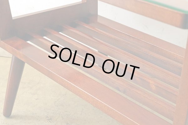 画像5: ヴィンテージ ガラストップサイドテーブル 桜材