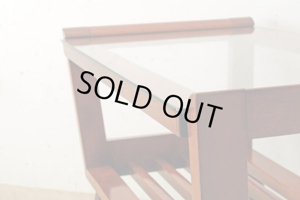 画像4: ヴィンテージ ガラストップサイドテーブル 桜材