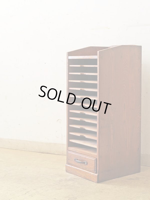 画像3: アンティーク 木味良い 引き出し付きカルテケース 書類棚 (3)