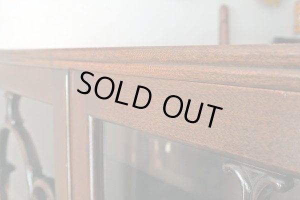 画像14: アンティーク 　桜材のガラス本箱 キャビネット