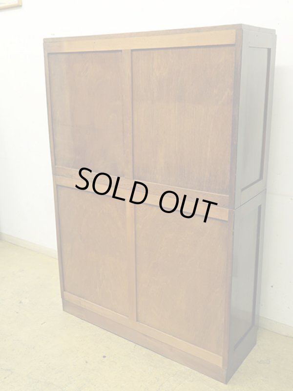 画像4: アンティーク 　ナラ無垢材 ガラス戸棚 食器棚 水屋箪笥