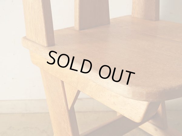 画像10: ヴィンテージ ナラ無垢材のカンチレバーチェア