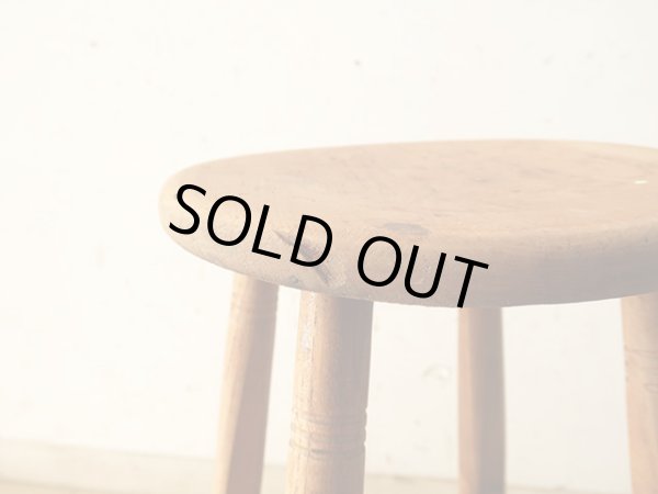 画像7: アンティーク ドラムスティックのような脚の木製スツール