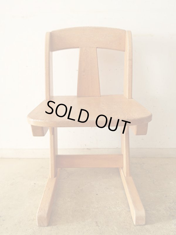 画像6: ヴィンテージ ナラ無垢材のカンチレバーチェア