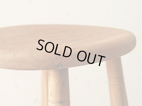 画像8: アンティーク ドラムスティックのような脚の木製スツール